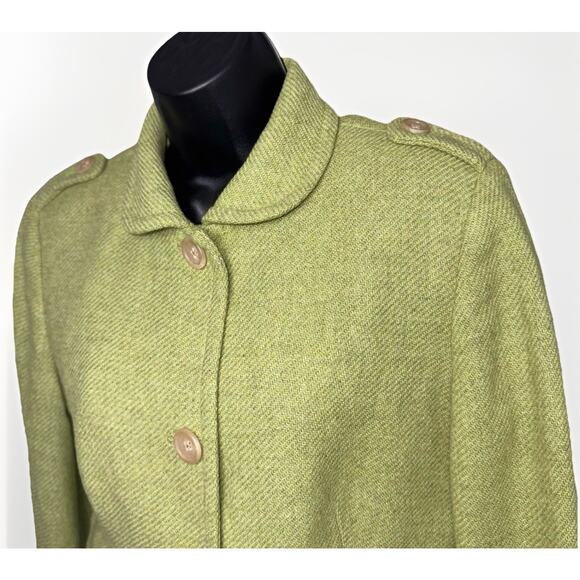 VTG 2004 Banana Republic MD Green Tweed Chenille Blazer Wool Jacket Coat Preppy - Picture 4 of 8
